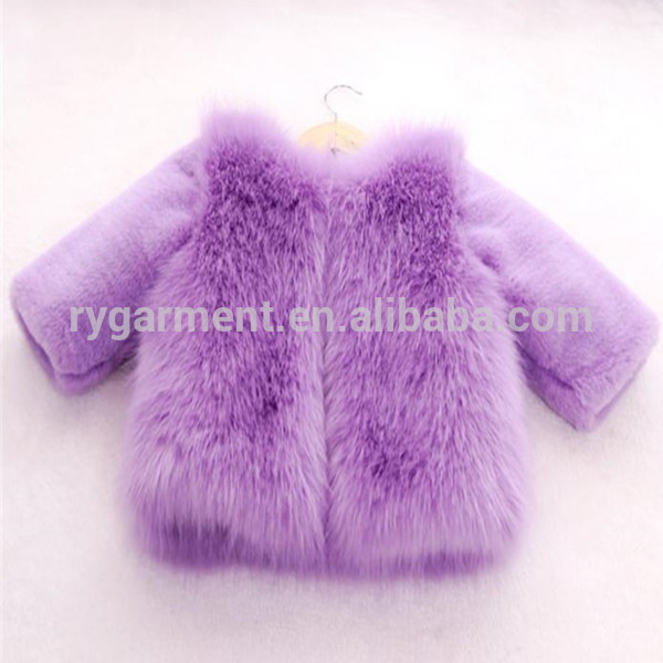 2020 winter new korean style formal design girl's suit jacket with fur kids faux fur cropped jacket